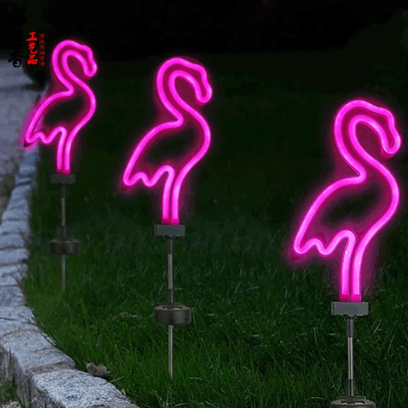 Outdoor Cactus and Flamingo Lamps