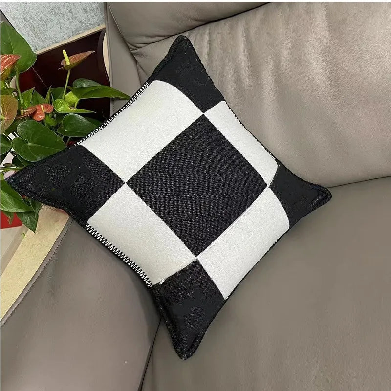 Luxury Fleece Plaid Pillow Case in Cashmere Wool