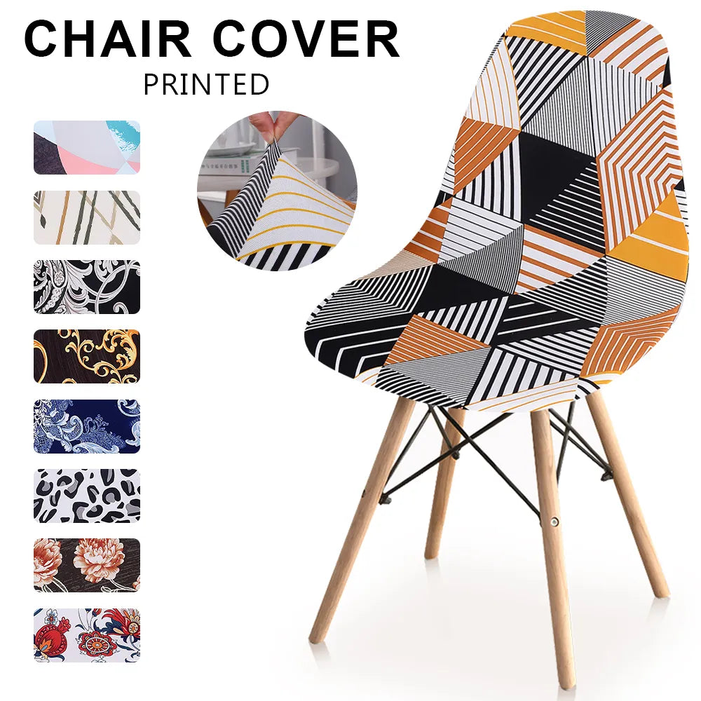 Printed Stretch Shell Chair Cover