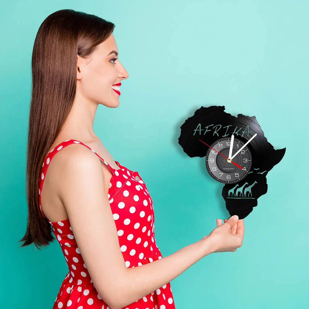 Africa Animals Vinyl Wall Clock