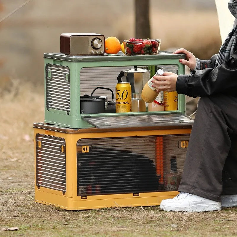 Outdoor Thickened Plastic Camping Folding Box and  Food Organizer