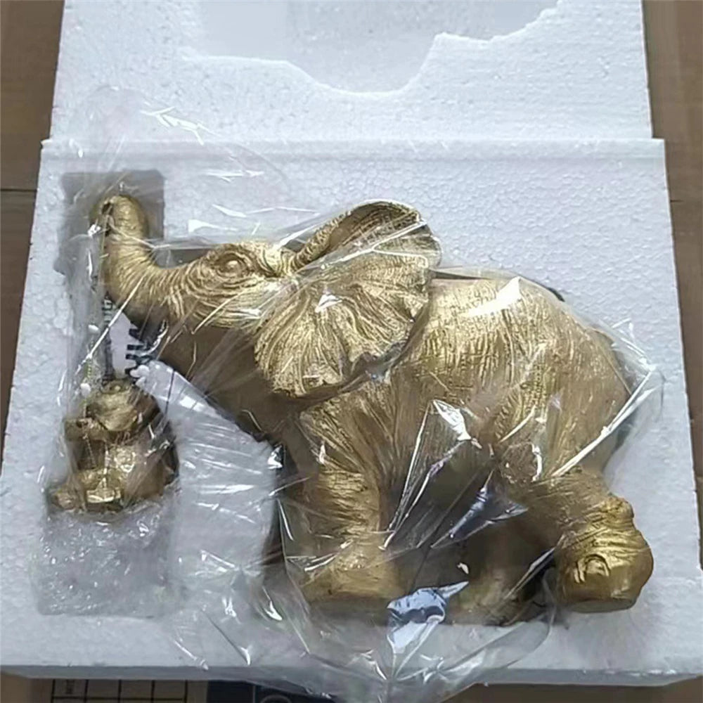 Golden / Silver Elephant Mother and Child Figurine