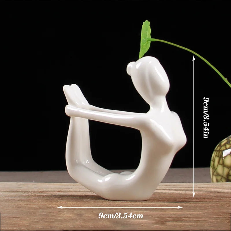 Abstract Ceramic Yoga Pose Figurine