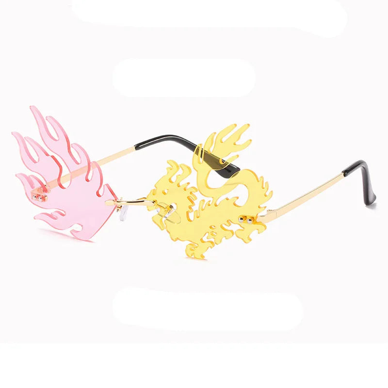 Flame Dragon Phoenix Rimless Women's Fancy Sunglasses