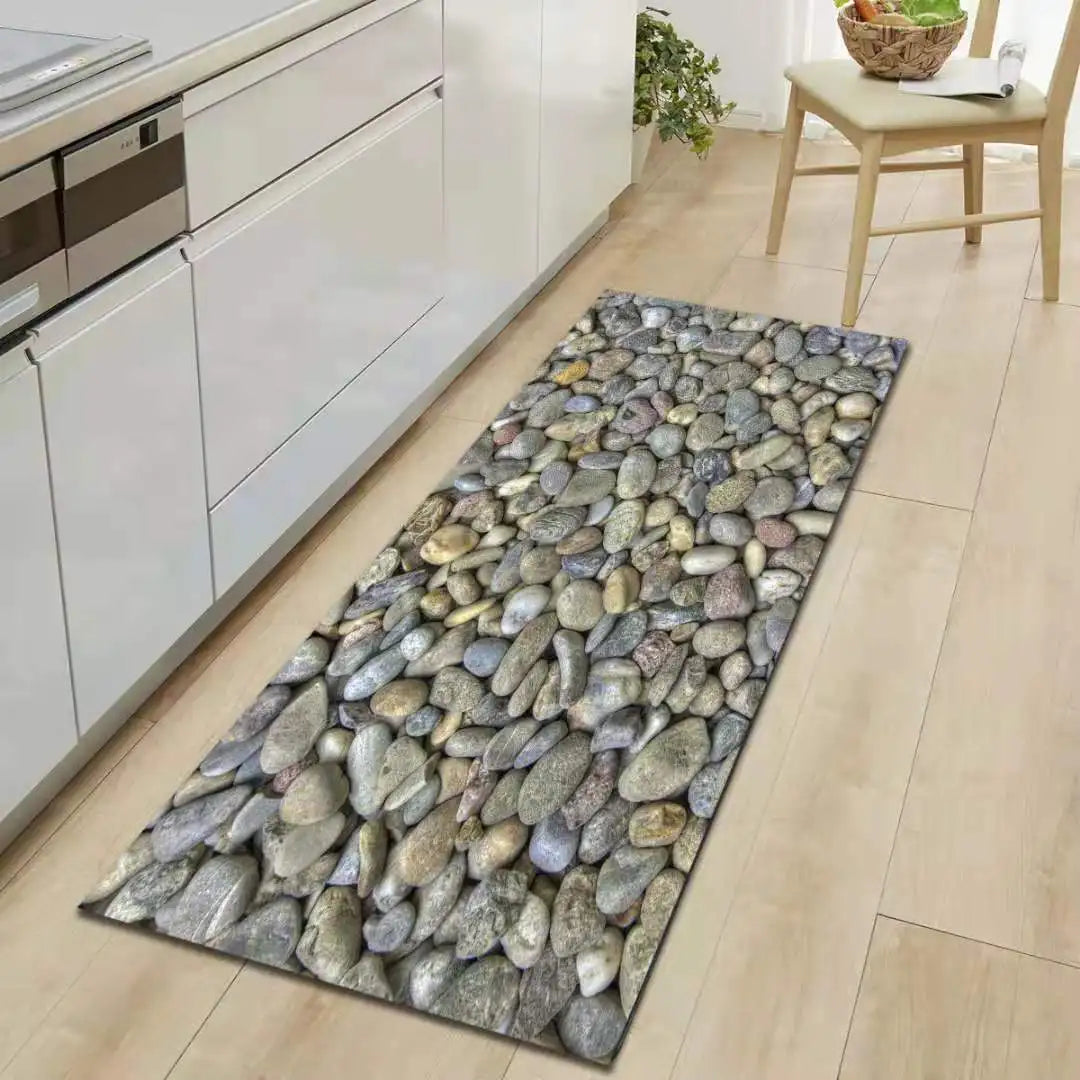 3D Pebble Stone Printed Kitchen Mat