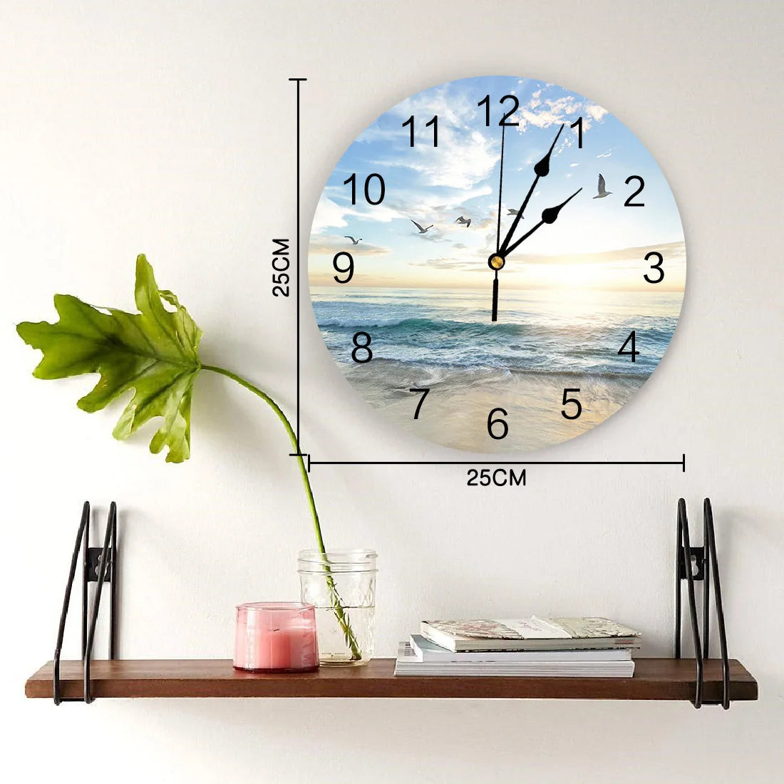 Sunset Sea Scenery Painting Clock