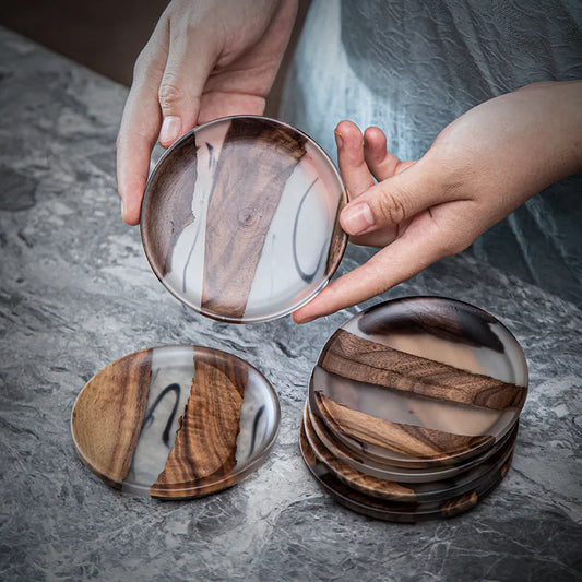 Walnut Wood Resin Ink Coaster