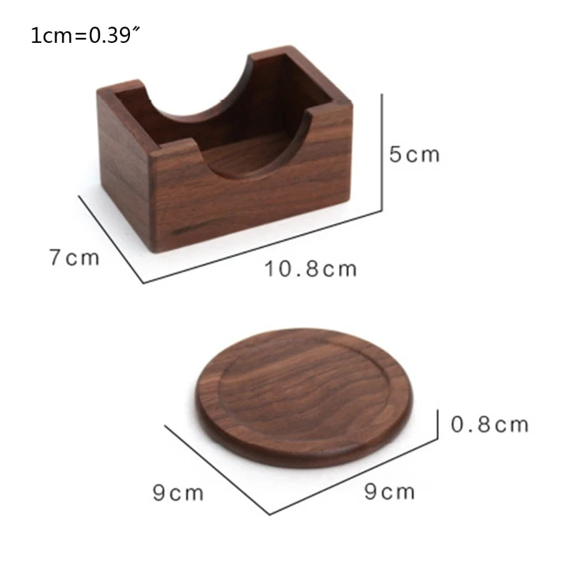 6PCs Walnut Wood Coasters Set