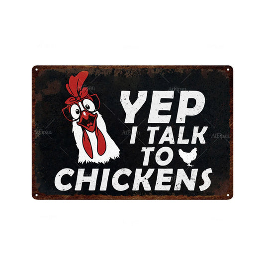 Funny Chicken Tin Signs for Farm House