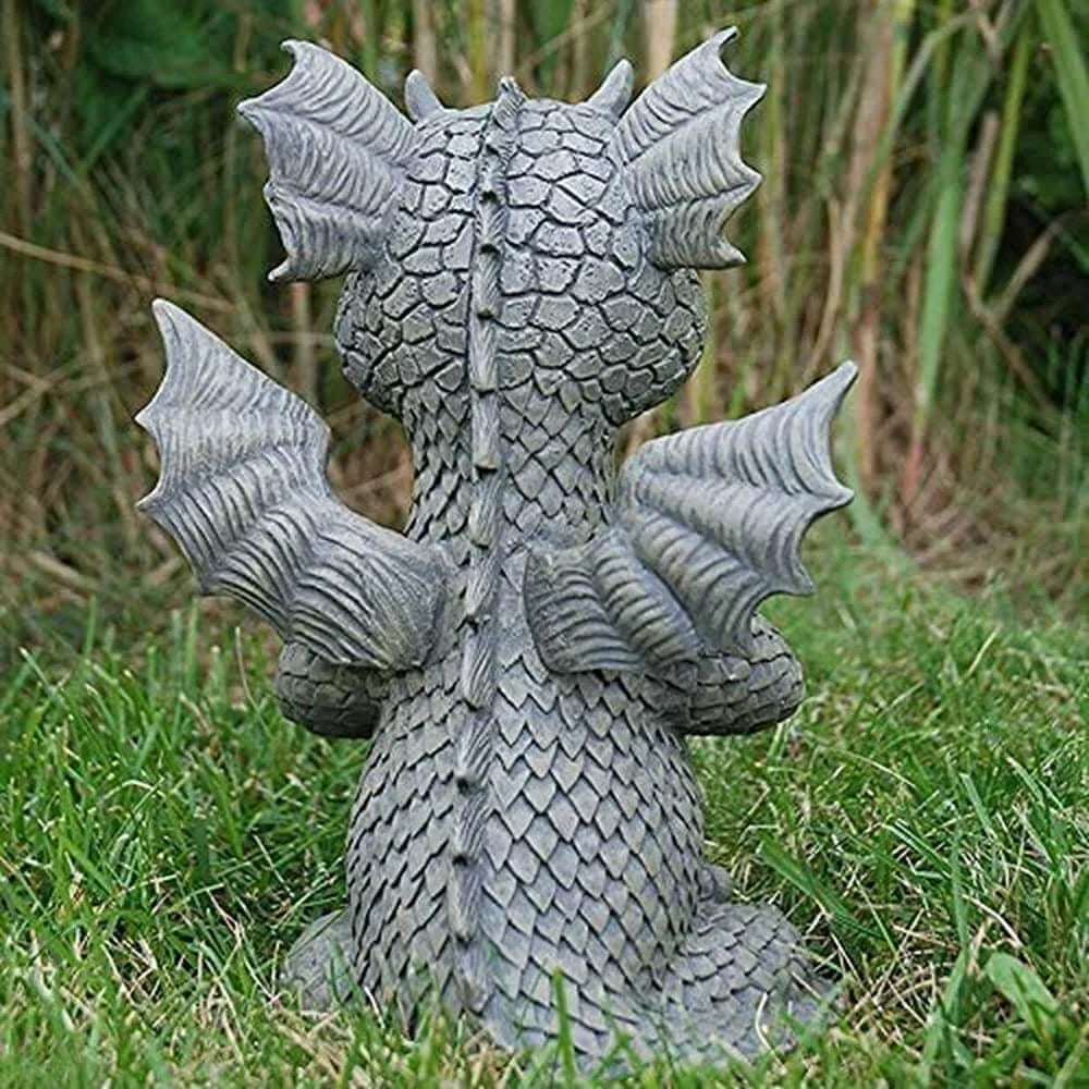 Cute Meditating Dragon Garden Statue