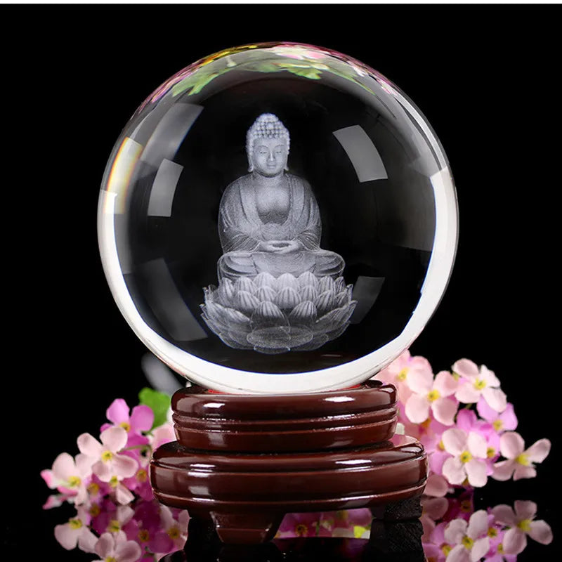 3D Crystal Ball with Various Themes: Dragon, Buddha, Horse, Mouse