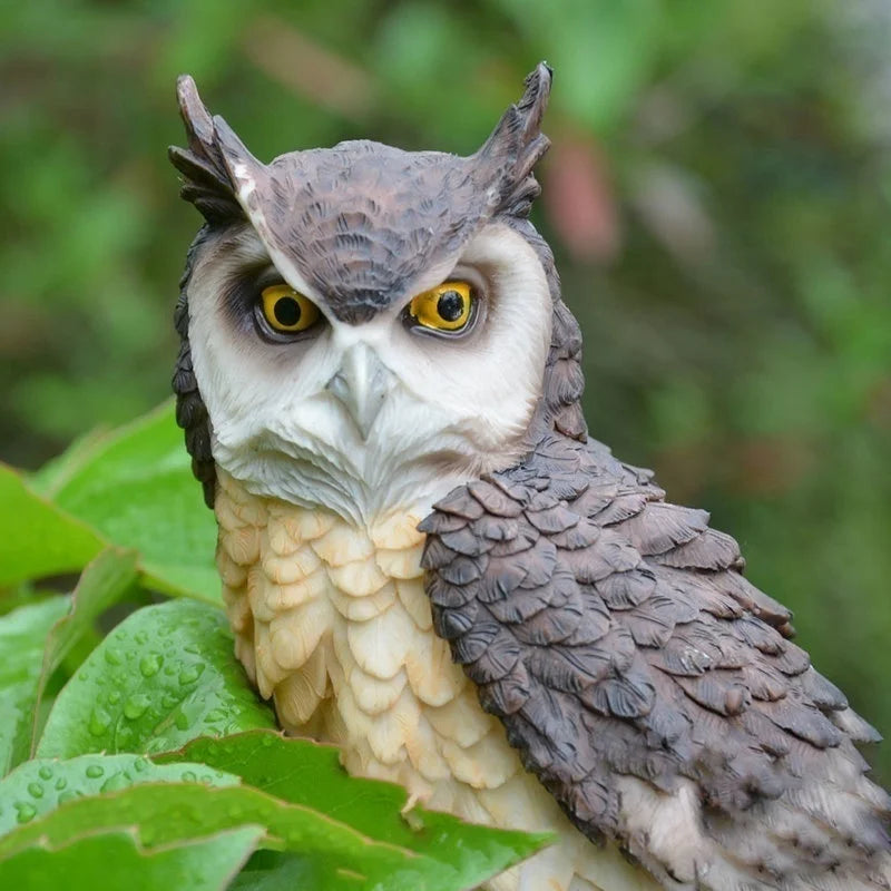 Lifelike Owl Figurine for Garden