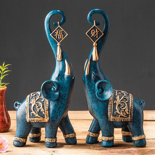 2PCS Nordic Lucky Elephant Resin Figurines