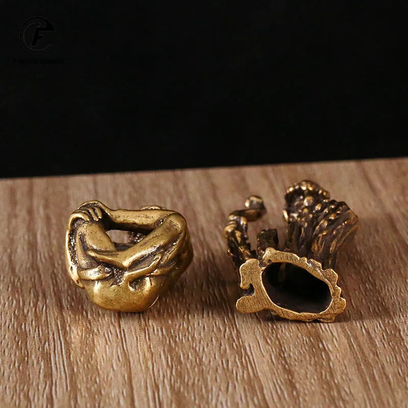 Sitting and Standing Retro Brass Bodhidharma Figurines