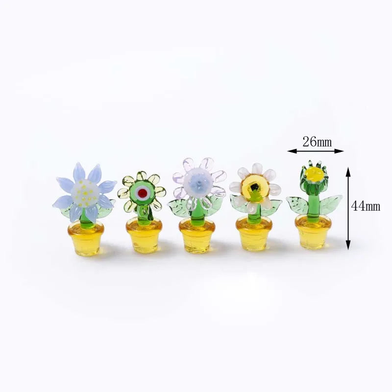 Set of 4 Crystal Cactus Figurines