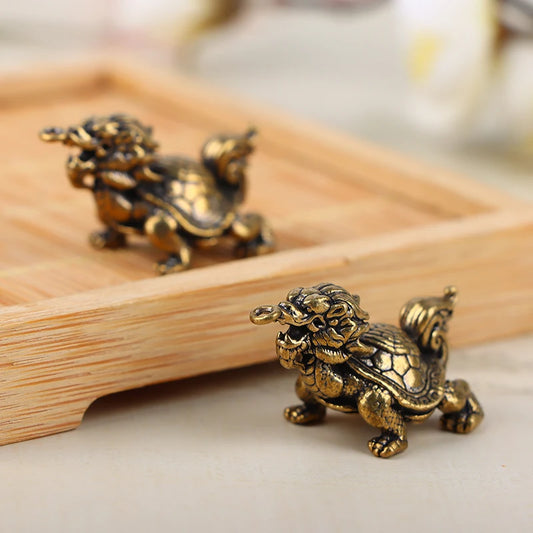 Retro Pure Brass Bagua Dragon Mini Figurine