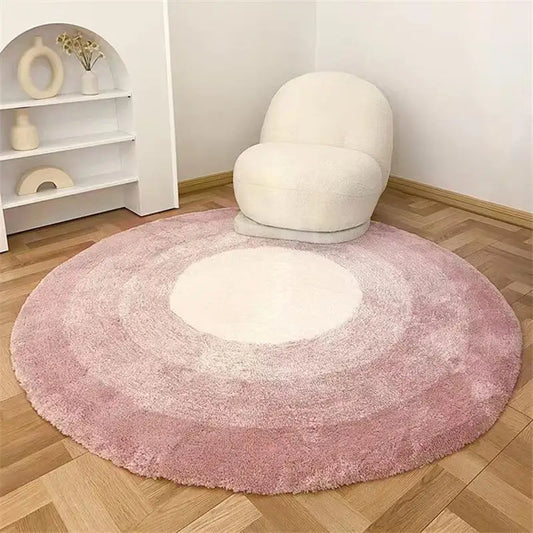 Round and Plush Living Room Wool Carpet