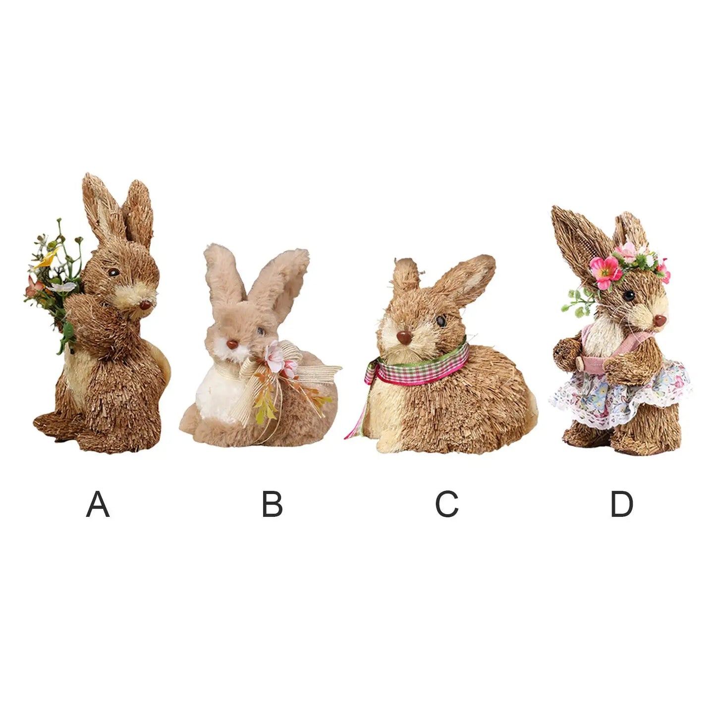 Straw Bunny Figurines