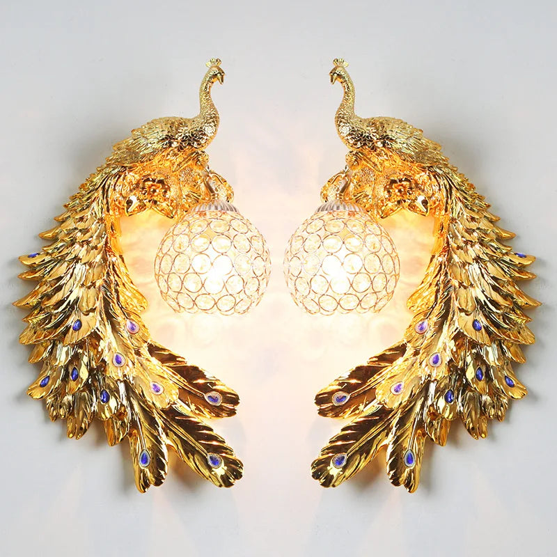 Nordic Style Retro  Peacock Wall Lamp