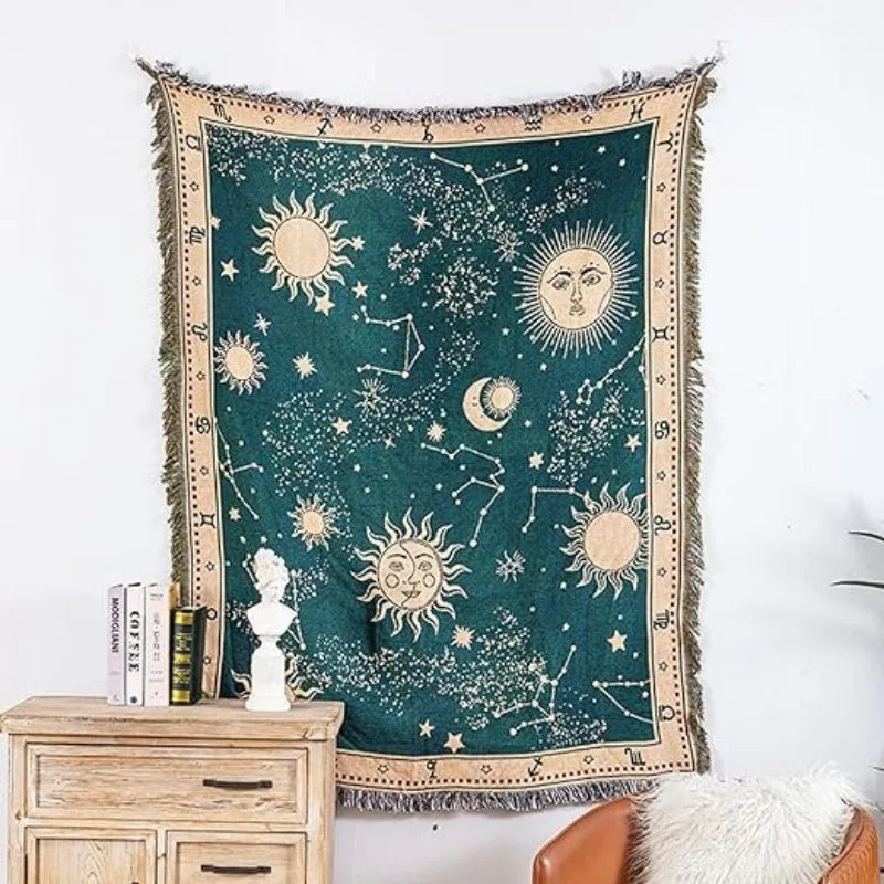 Vintage Jacquard Sun-God Sofa Throw / Blanket