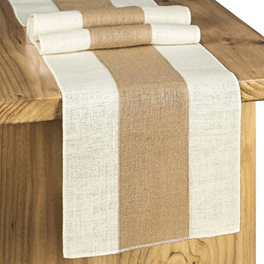 Burlap Table Runner with Jute Stitching