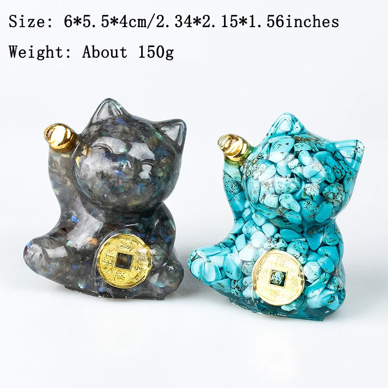 Crystal Lucky Cat Figurine for Feng Shui