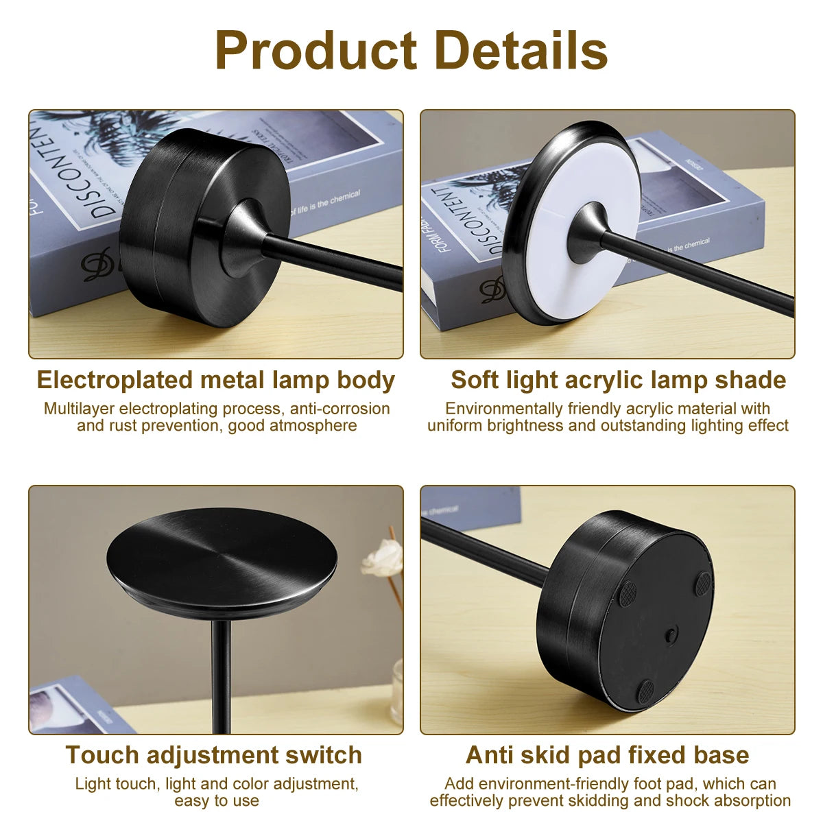 Rechargeable Wireless Buffet Table Lamp with Touch Sensor