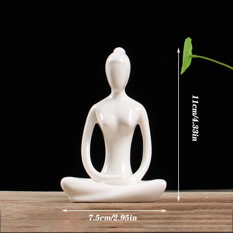 Abstract Ceramic Yoga Pose Figurine