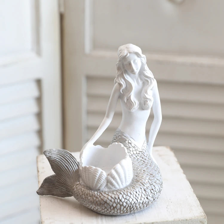 Resin Shell Pearl Mermaid Statue