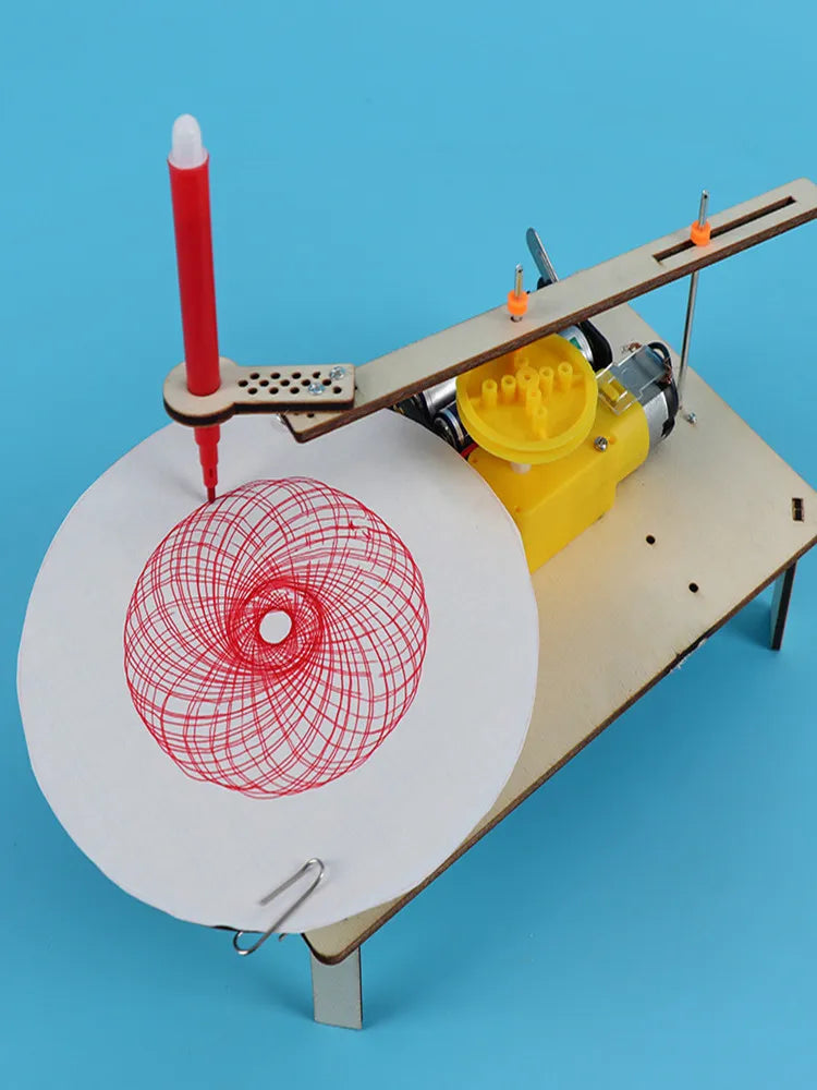 DIY Kids Creative Assembled Wooden Electric Plotter Kit