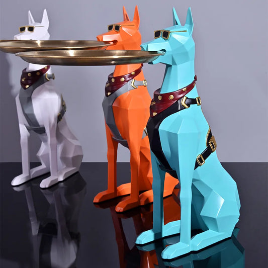 Doberman Pinscher Dog Butler Sculpture