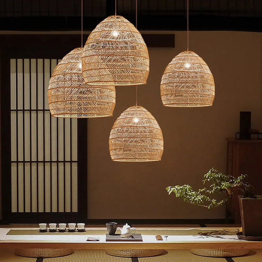 Natural Rattan Wicker Hanging Lamp for Farm House