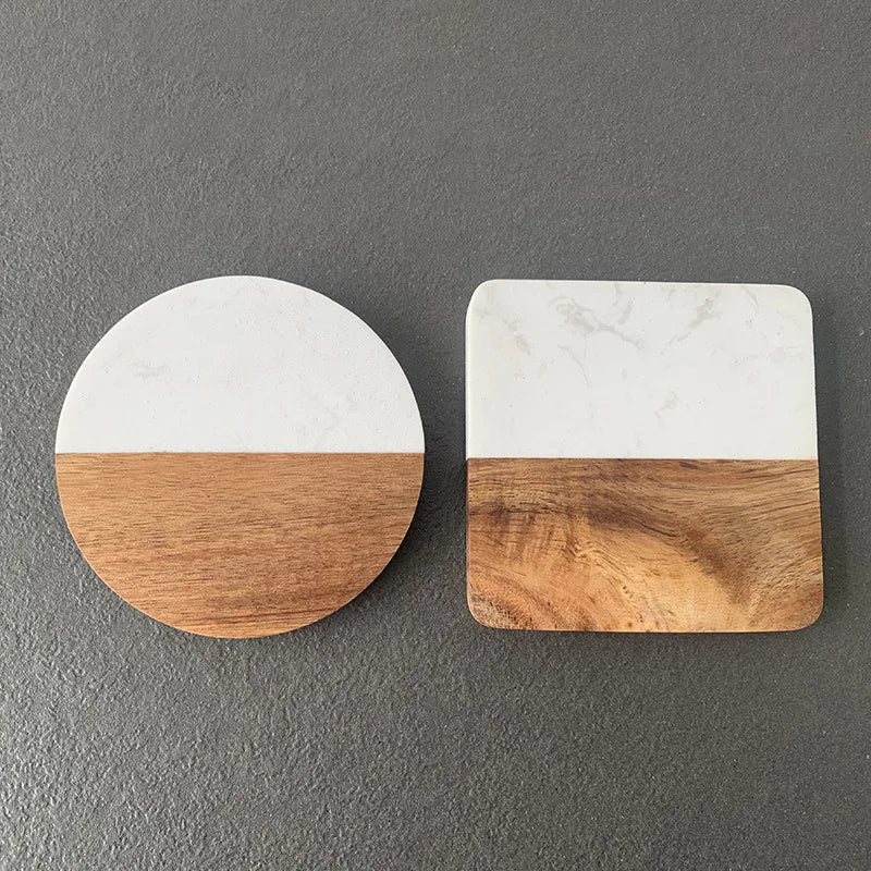 1PC Wooden Marble Coaster