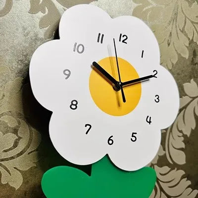 Cartoon Flower Wall Clock for Kids