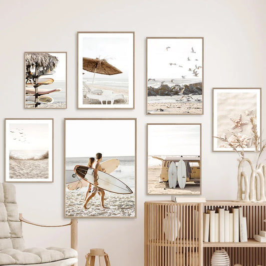 Beige Coastal Canvas Prints For Homes