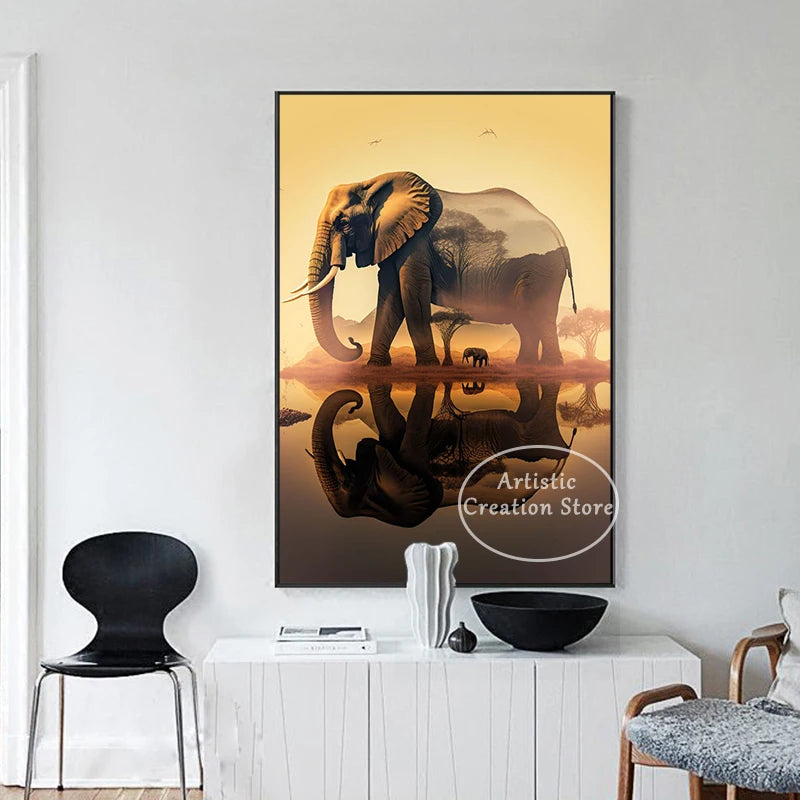 African Savannah Scenery and Sunset Posters