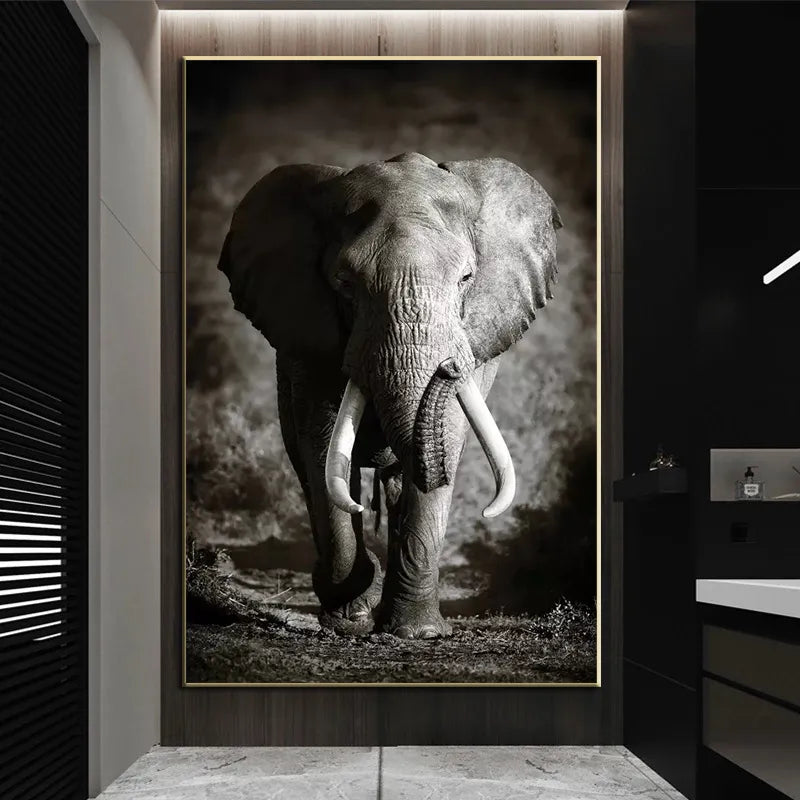 White Elephant Canvas Painting Print