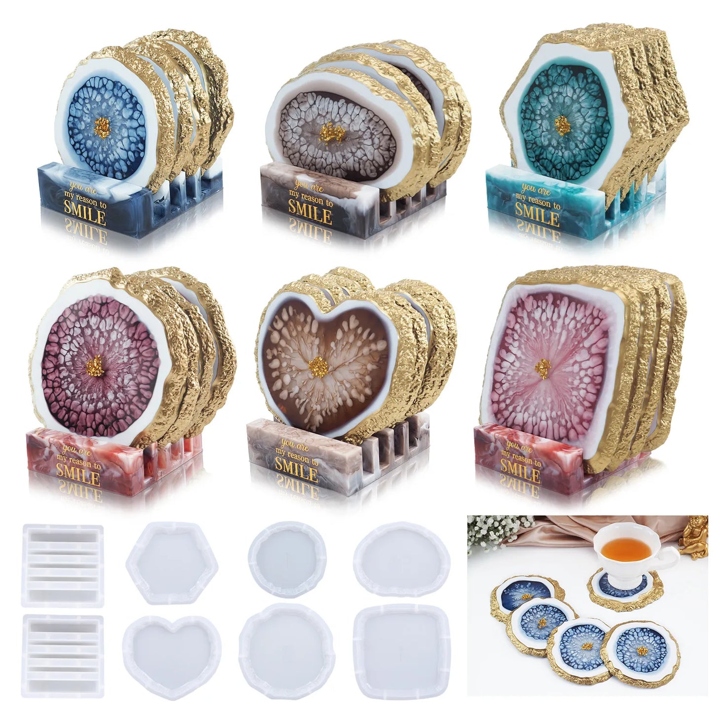 DIY 4 PCS Set Resin  Coaster Set