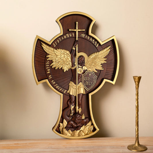 Vintage Archangel Michael Cross Wall Decor