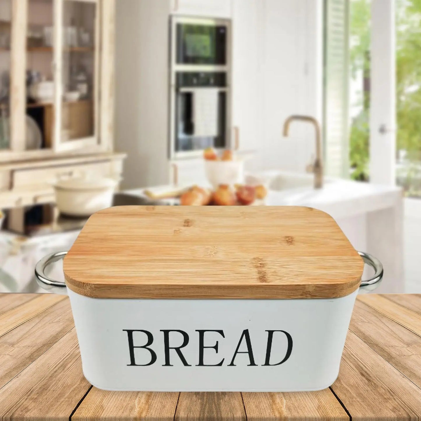 Retro Style Multi Purpose Bread Box with Wooden Lid