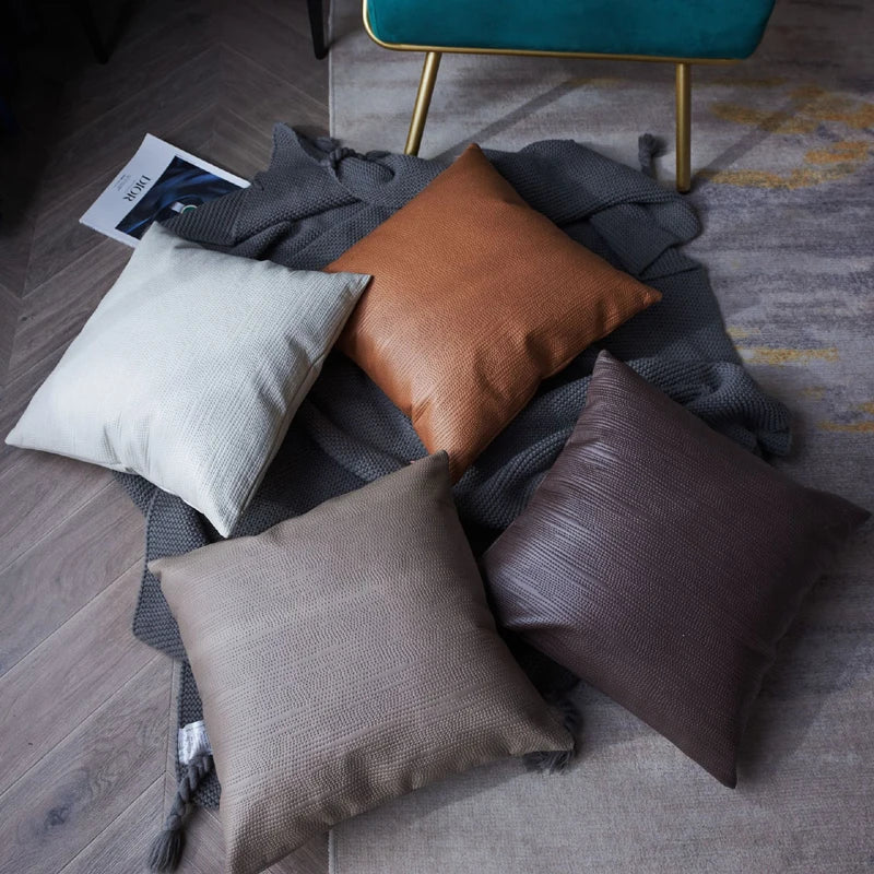 Imitation Leather Throw Pillow Cover