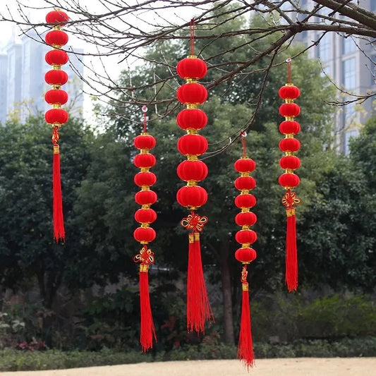 Flocking Red Lantern Ceiling Hanging Decor