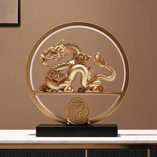 Modern Circular Oriental Dragon Figurine