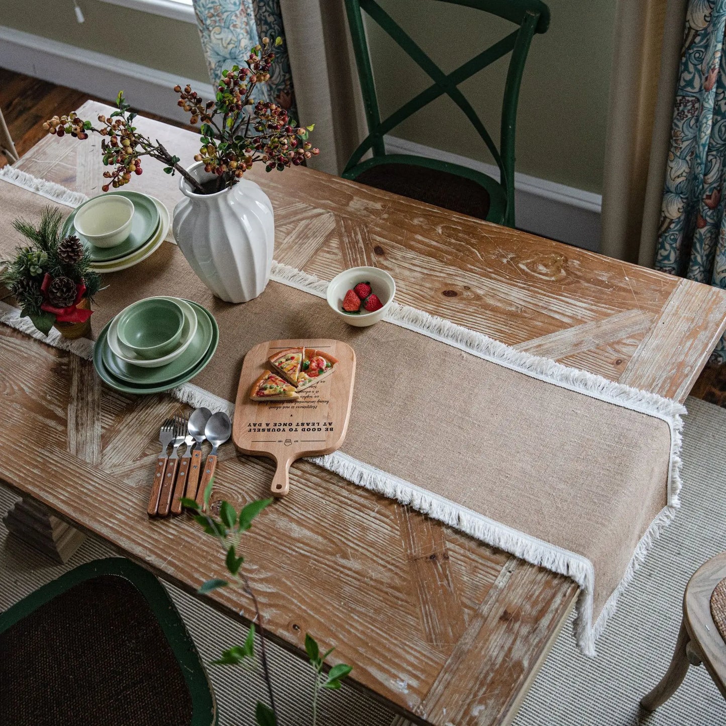 Vintage Farmhouse Jute Table Runner