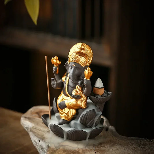 Clay-Style Multi-colored Ganesha Statues
