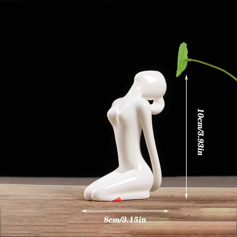 Abstract Ceramic Yoga Pose Figurine