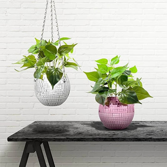 Mirror Disco Ball Hanging Planter in Many Colors