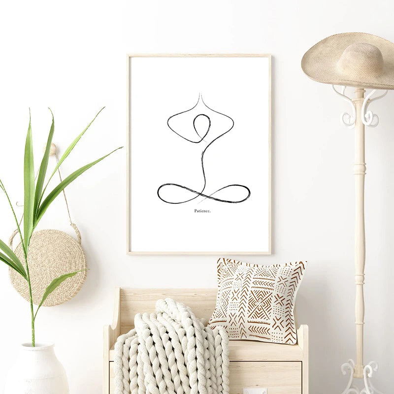 Yoga Pose Line Art Canvas – Minimalist Meditation Wall Decor
