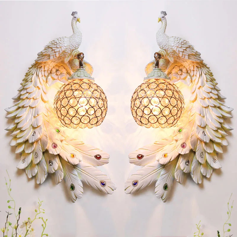 Nordic Style Retro  Peacock Wall Lamp