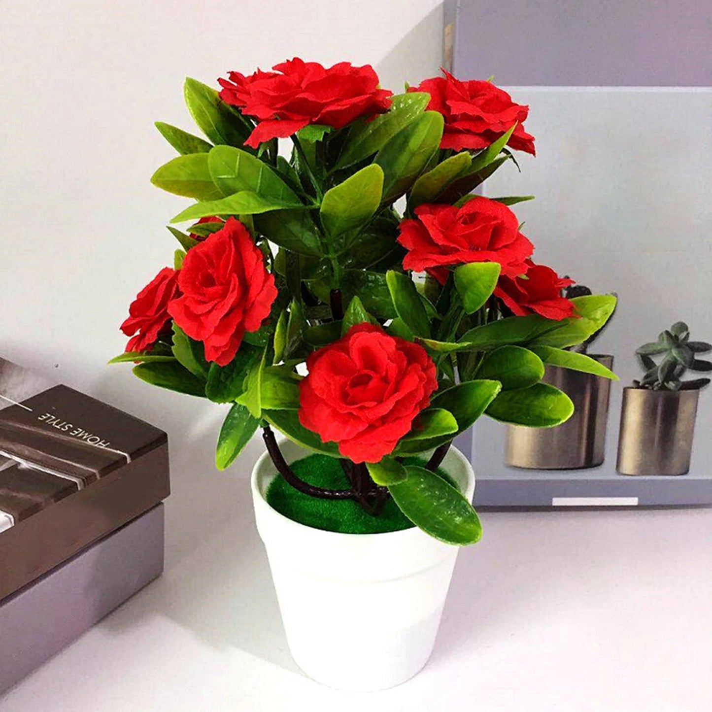 Artificial Rose Plants with Vase